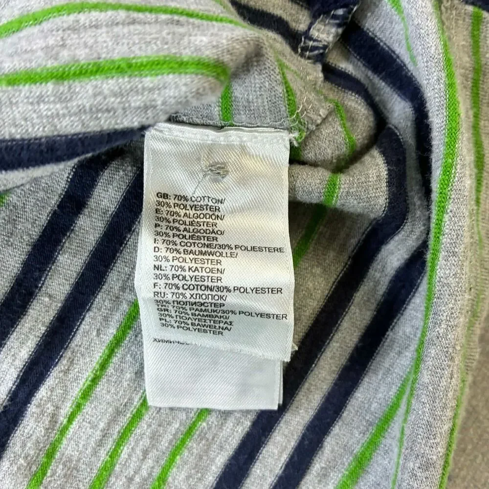 The North Face Polo Shirt Mens Large Gray Striped Short Sleeve Cotton Blend